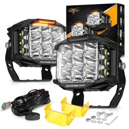 AUXBEAM V-MAX SERIES 4/5/7 inch LED Work Light with Amber Shell COMBO BEAM SIDE SHOOTER Offroad DRL Driving Lamp POD Spot Lamp