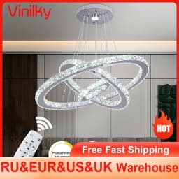 Crystal Luxury Pendant Lights for Living Room Remote Control Chandelier Lamp Bedroom Dining Room Smart Hanging Lighting Fixtures