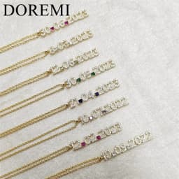 DOREMI Custom Name Date Bracelet Crystal Birthstone 6MM Number Kids Jewelry Engagement Bracelet for Jewelry Gift