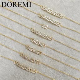 DOREMI Custom Name Date Bracelet Crystal Birthstone 6MM Number Kids Jewelry Engagement Bracelet for Jewelry Gift