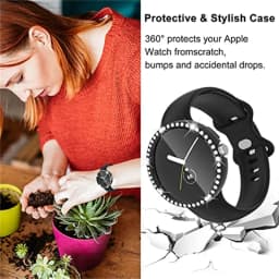 Diamond Case+Glass for Google Pixel Watch Strap PC Bumper Screen Protector Full Bling Cover for Google Pixel Watch 2 Accessories
