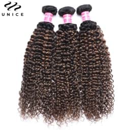 UNice Hair FB30 Highlight Mixed Brown Color Curly Bundles 100% Human Hair Bundles 1Pc 3Pcs 4Pcs Deal