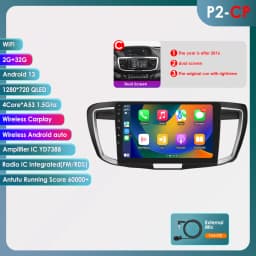 Hizpo 7862 Stereo For Honda ACCORD 9 2.0L 2.4L 2012 2013 2015 2016 2018 2Din Android Car Radio Multimedia GPS Navigation Audio