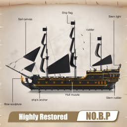 MOULD KING 13186 Black Pearl Ship Pirate Ⅱ Pirates Ship 5266PCS Building Blocks Ideas Sailboat Bricks Kids Birthday Gifts