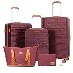 Travelhouse Luggage Set 4-Piece ABS Suitcase With Spinner Wheels, 24 Inch and 28 Inch with TSA Lock, 16, 20 Inch Carry On Luggage