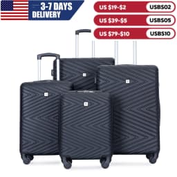 Travelhouse Luggage Set 4-Piece ABS Suitcase With Spinner Wheels, 24 Inch and 28 Inch with TSA Lock, 16, 20 Inch Carry On Luggage