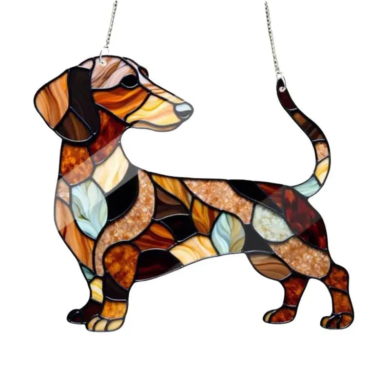 Cute Dog Window Hangable Sun catcher Ornament Acrylic Dachshund Ornament For Home Garden Room Sun Catcher Decor