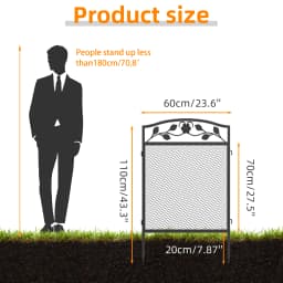 Heavy Metal Dog Playpen, Animal Barrier, Edging Board for In/Outdoor, Decorative Garden Fences with Safety Latch, 5 Panels