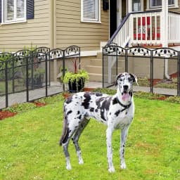 Heavy Metal Dog Playpen, Animal Barrier, Edging Board for In/Outdoor, Decorative Garden Fences with Safety Latch, 5 Panels