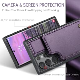 for Samsung Galaxy S24 Ultra S24 Plus S24 Case with Card Holder, Wallet Case RFID Blocking, Durable Leather Kickstand Phone Case