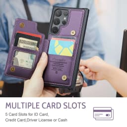 for Samsung Galaxy S24 Ultra S24 Plus S24 Case with Card Holder, Wallet Case RFID Blocking, Durable Leather Kickstand Phone Case