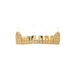 GUCY Hip Hop Full CZ Stones Teeth Grillz Caps Cubic Zircon Iced Out Micro Pave Top Charm Grills For Men Women Jewelry Gift