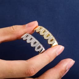 GUCY Hip Hop Full CZ Stones Teeth Grillz Caps Cubic Zircon Iced Out Micro Pave Top Charm Grills For Men Women Jewelry Gift