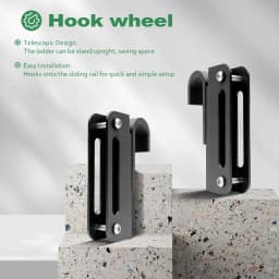 DIYHD 3M Hook on Rolling Library Ladder Hardware,Telescopic Top Roller,Bottom Roller with Brake