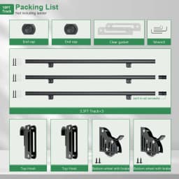 DIYHD 3M Hook on Rolling Library Ladder Hardware,Telescopic Top Roller,Bottom Roller with Brake