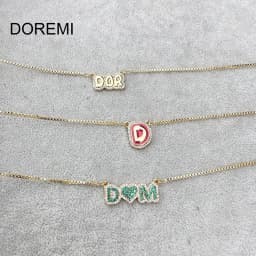 DOREMI Custom Name Necklace Crystal Colorful Birthstone Personalized Bubble Name Necklace Custom Name Jewelry for Women Mother