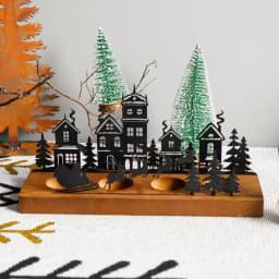 Christmas Tealight Holder Rustic Aesthetic Silhouette Ambient Light Iron Cabin Lodge Decor for Table Centerpieces Home Table