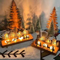 Christmas Tealight Holder Rustic Aesthetic Silhouette Ambient Light Iron Cabin Lodge Decor for Table Centerpieces Home Table