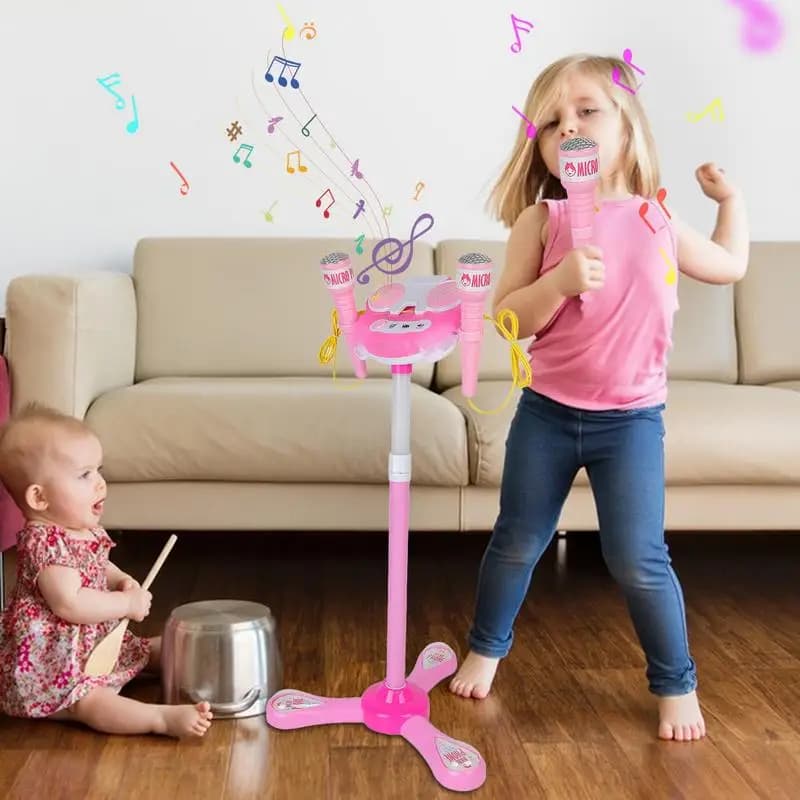 Children's Microphone with Stand Karaoke Machine Microphone Microphone Stand Playset Kids Standing Microphone Microphone Toys