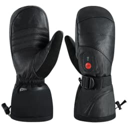 Winter Ski Snowboard Gloves Rechargeable Heated Thermal Leather Waterproof High Temperature Mittens With Battery Woman Men Black