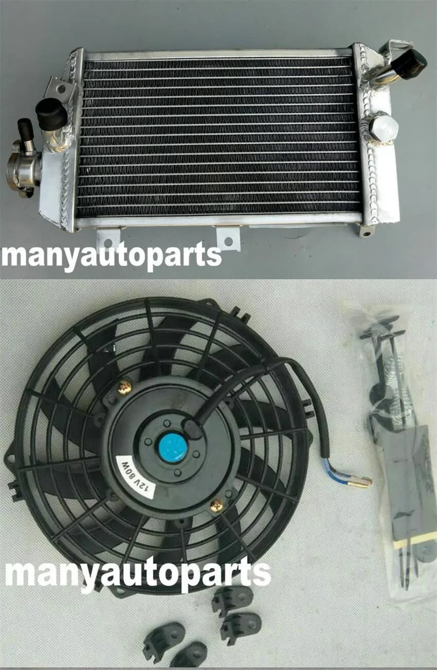 Aluminum Radiator + 7" FAN For Kawasaki KLR650 KLR650E KLR 650 E 2008-2014 2009 2010 2011 2012 2013