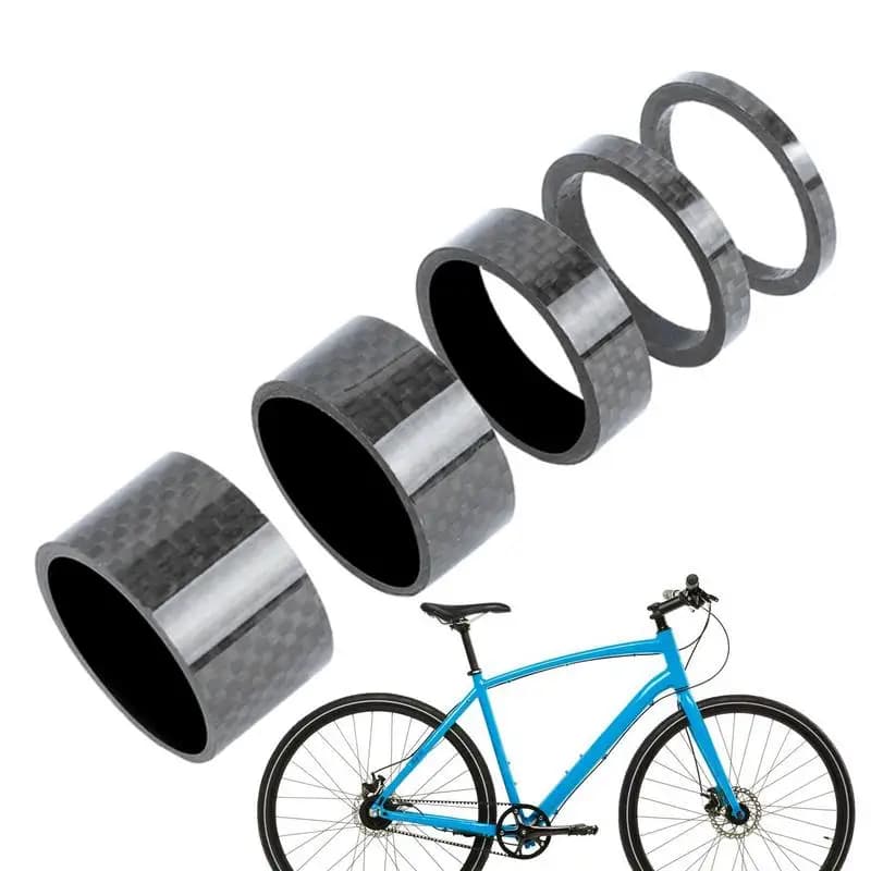 5pcs/set Carbon Fiber Headset Fork Spacers 28.6mm RISK Bike Handlebar Stem Washer MTB Road Bike Headset Washer Bike Accessories
