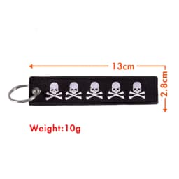 SOMEHOUR Danger Machine Keychain Jewelry Embroidered Skull Both Sides Key Rings For Bicycle Motorcycle Car Bag Women Men Gifts