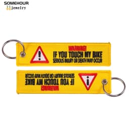 SOMEHOUR Danger Machine Keychain Jewelry Embroidered Skull Both Sides Key Rings For Bicycle Motorcycle Car Bag Women Men Gifts