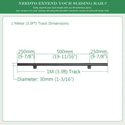 DIYHD Home Office Sliding Library Hardware Extention Track 1M 1.22M for Hook on System