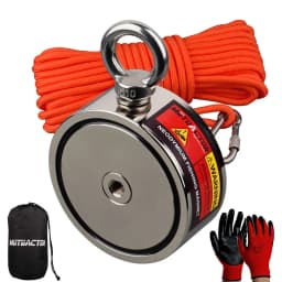 Jumbo Size Two Side Fishing Magnet Set Deep Sea Detecting Magnets Combined 2000lbs Magnet Salvage Magnetic Material 15M Rope