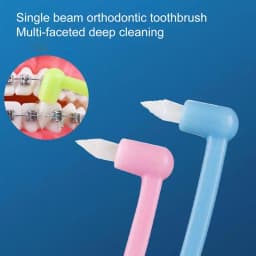Trim Toothbrush 10pcs Orthodontic Tuft Toothbrush Rounded Brush Head Teeth Cleaning Tools For Irregular Teeth Someone Wearing