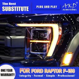 AKD Head Lamp for Ford F-150 Raptor LED Headlight 2021-2023 Headlights F150 DRL Turn Signal High Beam Angel Eye Projector Lens