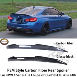 For BMW 4 Series F32 Coupe PSM Style Carbon Fiber Rear Spoiler Trunk Wing 2013-2019 430i 435i 440i Carbon Fiber Glossy Black