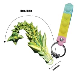 3D Printed Dragon Flexible Keychain 3d Printed Chinese Dragon Keychain Rainbow Pearlescent Colors Articulated Dragon Year