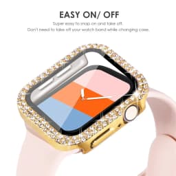 Diamond Bling Cover For Apple watch Case 45mm 41mm 38mm 42mm 44mm 40mm HD Tempered Glass+Bumper Screen Protector Accessories