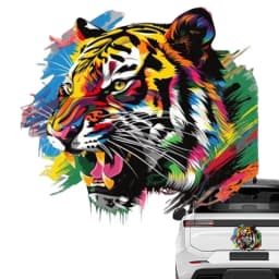 Tiger Scratch Sticker Waterproof Car Window Stickers Colorful Animal Head Decals For Vehicles