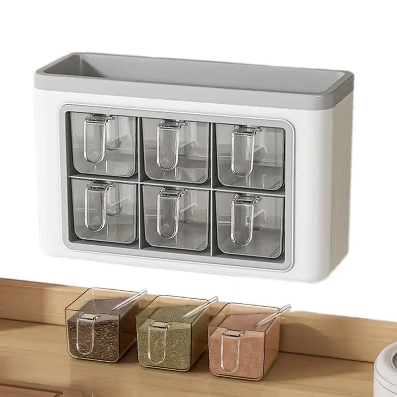 Wall-Mounted Seasoning Storage Box Kitchen Pepper Storage Box Adhesive Wall Mounted Condiment Jar Set For Home Kitchen