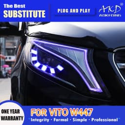 AKD Head Lamp for Vito W447 LED Headlight 2014-2021 Headlights V260 DRL Turn Signal High Beam Angel Eye Projector Lens