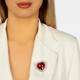 Stonefans Exaggerated Huge Red Crystal Heart Brooches for Women Unisex Love Rhinestone Brooch Pin Safety Clasp Statement Jewelry