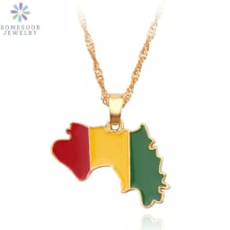 SOMESOOR African Countries National Flag Necklace Nigeria Ghana Jamaica Maps Hip-hop Enamel Pendant Chain Jewelry For Women Gift