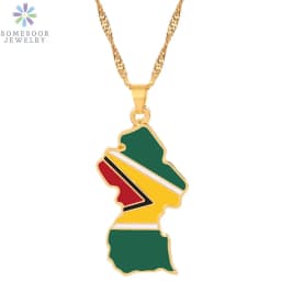 SOMESOOR African Countries National Flag Necklace Nigeria Ghana Jamaica Maps Hip-hop Enamel Pendant Chain Jewelry For Women Gift