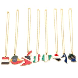 SOMESOOR African Countries National Flag Necklace Nigeria Ghana Jamaica Maps Hip-hop Enamel Pendant Chain Jewelry For Women Gift