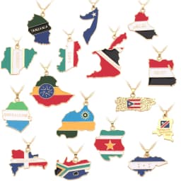 SOMESOOR African Countries National Flag Necklace Nigeria Ghana Jamaica Maps Hip-hop Enamel Pendant Chain Jewelry For Women Gift