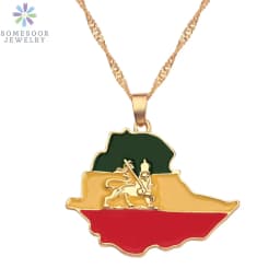 SOMESOOR African Countries National Flag Necklace Nigeria Ghana Jamaica Maps Hip-hop Enamel Pendant Chain Jewelry For Women Gift