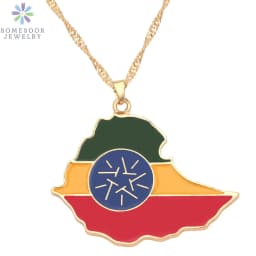 SOMESOOR African Countries National Flag Necklace Nigeria Ghana Jamaica Maps Hip-hop Enamel Pendant Chain Jewelry For Women Gift