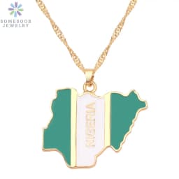 SOMESOOR African Countries National Flag Necklace Nigeria Ghana Jamaica Maps Hip-hop Enamel Pendant Chain Jewelry For Women Gift