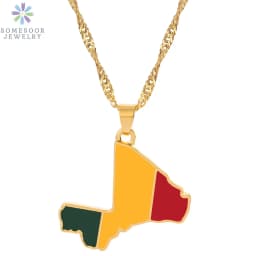 SOMESOOR African Countries National Flag Necklace Nigeria Ghana Jamaica Maps Hip-hop Enamel Pendant Chain Jewelry For Women Gift