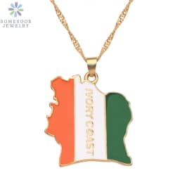 SOMESOOR African Countries National Flag Necklace Nigeria Ghana Jamaica Maps Hip-hop Enamel Pendant Chain Jewelry For Women Gift