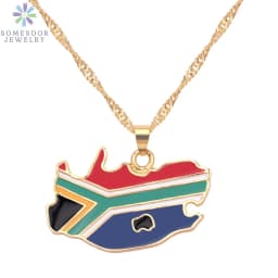 SOMESOOR African Countries National Flag Necklace Nigeria Ghana Jamaica Maps Hip-hop Enamel Pendant Chain Jewelry For Women Gift