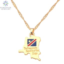 SOMESOOR African Countries National Flag Necklace Nigeria Ghana Jamaica Maps Hip-hop Enamel Pendant Chain Jewelry For Women Gift